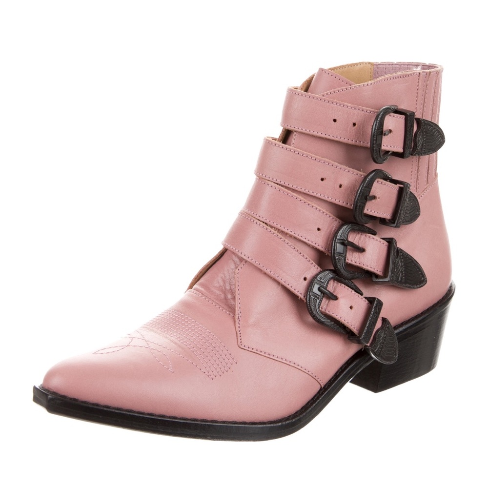 Toga Bulla Leather Ankle Boots Pink